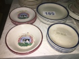 BLUE & RED RIM PLATES & BOWLS