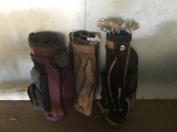 LOT OF (3) GOLF CLUB BAGS & ASSORTED GOLF CLUBS