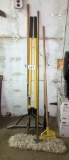 POST HOLE DIGGER, MOP HANDLE, DUST BROOM & SQUEEGEE