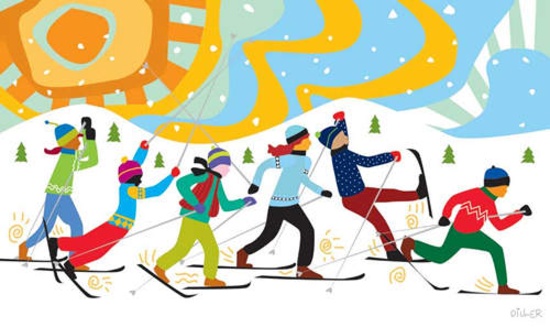 Framed Claudia Diller Print: Kids Skiing Fun a $300 Value