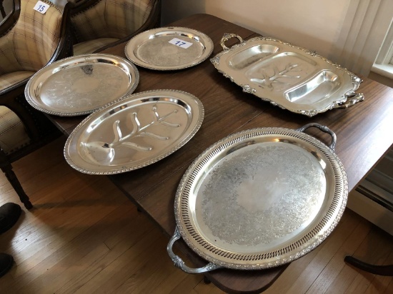 LOT OF (5) ASSORTED SERVING TRAYS