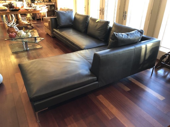 CAMERICH LEATHER 2-PIECE SECTIONAL SOFA, 129"X92"