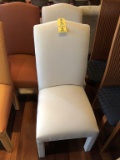 (2) UPHOLSTERED PARSONS CHAIRS - WHITE