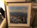 SALLY CALDWELL FISHER 1991 SIGNED 164/750 PROVINCETOWN FRAMED PRINT, 30