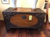 CARVED WOOD CHEST, 41