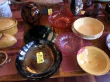 LOT OF (9) ASSORTED GLASS BOWLS, PLATES & DECORATIVE VASE