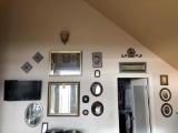 LOT OF (18) ASSORTED MIRRORS & DÉCOR ON WALL