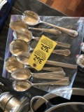 LOT OF (9) ASSORTED SERVING SPOONS (SOME STERLING)