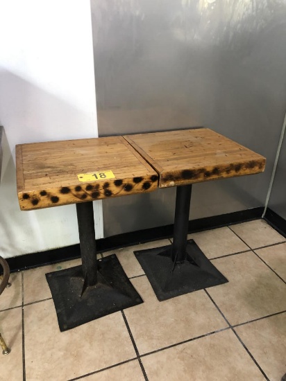 BUTCHER BLOCK TOP SINGLE PEDESTAL TABLES, 2'x2'