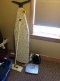 IRONING BOARD, HEATER, IRON, BATH SCALE, MIRROR, PITCHER & MISCELLANEOUS