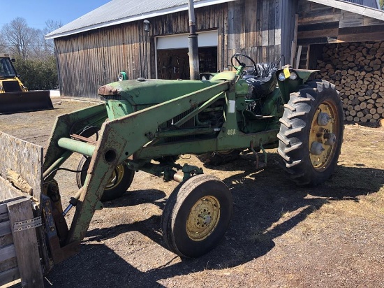 1967 JOHN DEERE 2510 2WD TRACTOR W/ 47A LOADER, 5' BUCKET & FORKTINES, S/N: T711R010184R