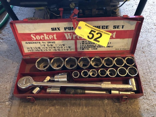 SIX POINT 3/4" DRIVE, 21 PIECE SOCKET SET