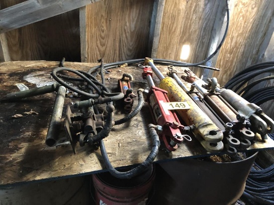 LOT OF (6) CYLINDERS & HYDRAULIC PUMP