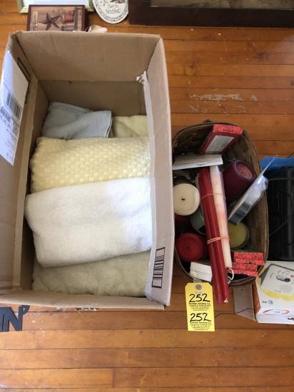 LOT OF CANDLES & LINEN