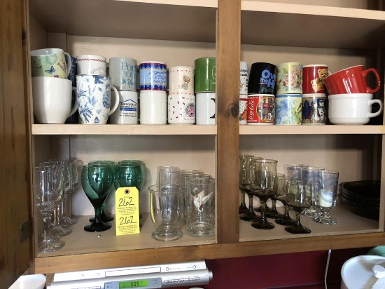 LOT OF (48) COFFEE MUGS & GLASSWARE