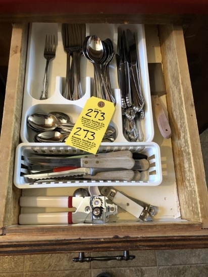 DISH TOWELS, KITCHEN UTENSILS IN (4) DRAWERS