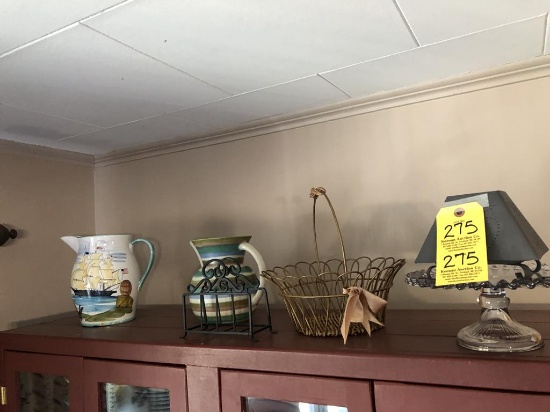 PITCHERS, NAPKIN HOLDER, BASKET, PEDESTAL
