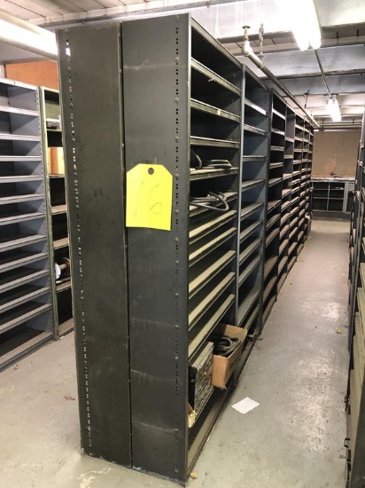 SECTIONS OF METAL PARTS SHELVING, 36'W X 84"H