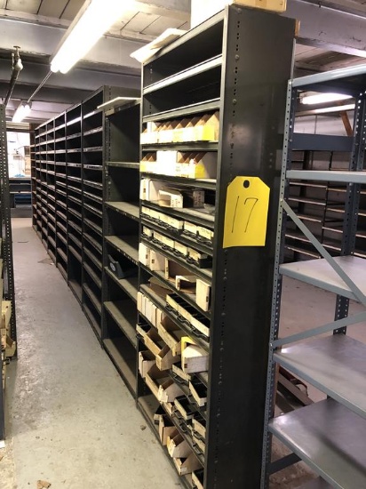 SECTIONS OF METAL PARTS SHELVING, 36'W X 84"H