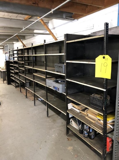 SECTIONS OF METAL PARTS SHELVING, 36'W X 84"H