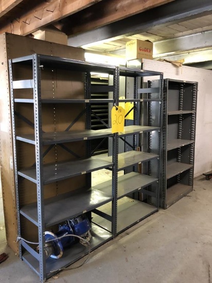 SECTIONS OF METAL PARTS SHELVING, 36'W X 84"H