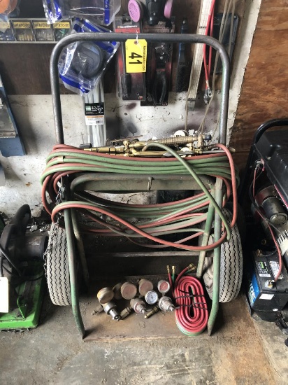 ACETYLENE CART, TORCHES, GAUGES (TANKS NOT INCLUDED)