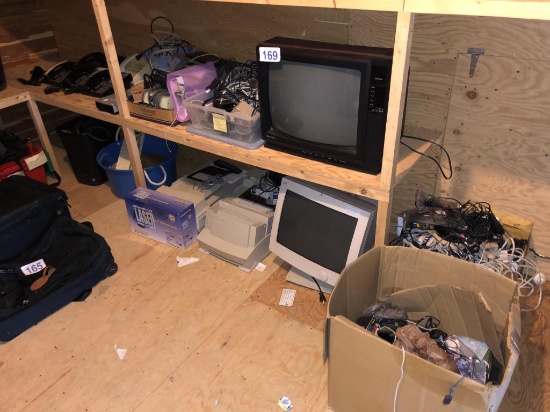 ASSORTED VINTAGE ELECTRONICS, PHONES, CABLES