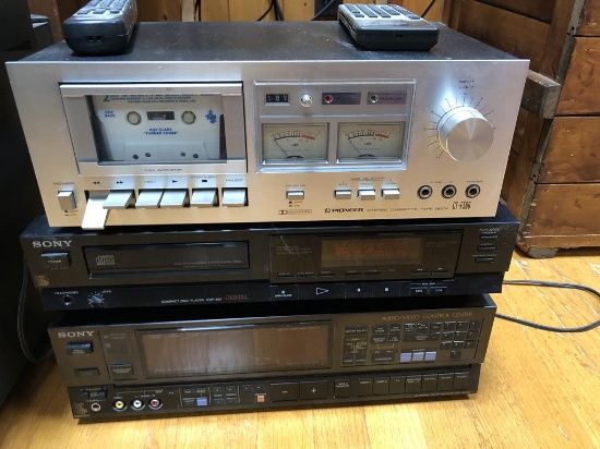 PIONEER CT-F500 STEREO CASSETTE, SONY CDP-350 CD PLAYER & SONY STR-AV950 RECEIVER