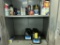 ASSORTED LUBRICANTS & FILTERS IN CABINET
