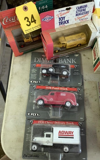 LOT: (3) DIME BANKS, IRVING TOY TRUCK & COCA-COLA DIE CAST