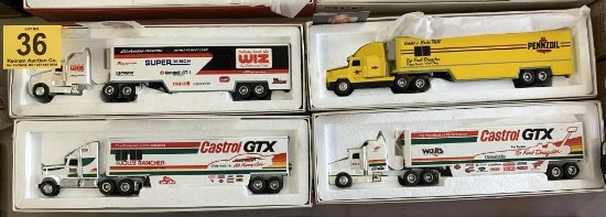 DIE CAST TRANSPORTERS: JOHN FORCE, CASTROL GTX, WIZ, PENNZOIL