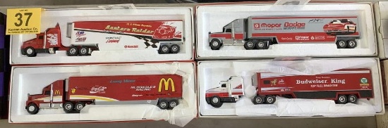 DIE CAST TRANSPORTERS: McDONALDS, BUDWEISER, ADAP, MOPAR DODGE