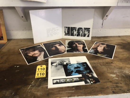 BEATLES WHITE ALBUM JACKET COVER, POSTER & (4) PHOTOS