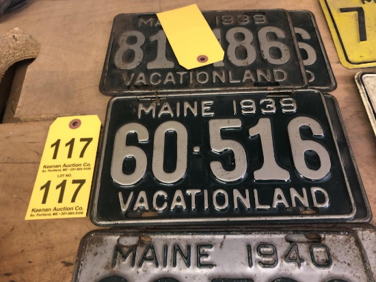 MAINE 1939 LICENSE PLATES
