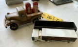 WOOD TRUCK, MOBIL GAS SALT-N-PEPPER SHAKERS & MR GOODWRENCH CLOCK