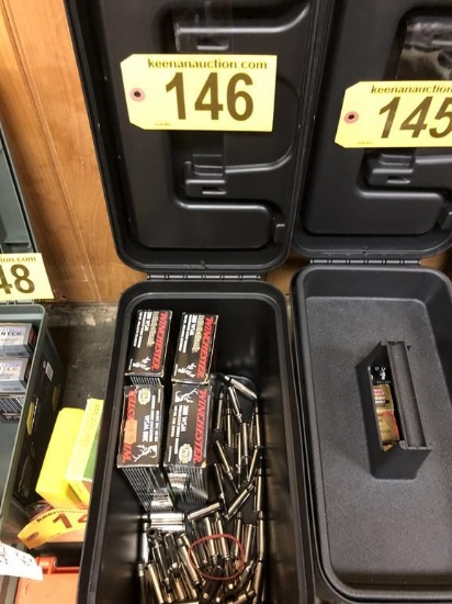 (4) BOXES OF 300WSM WINCHESTER 180GR AMMO W/ 30+ CASINGS