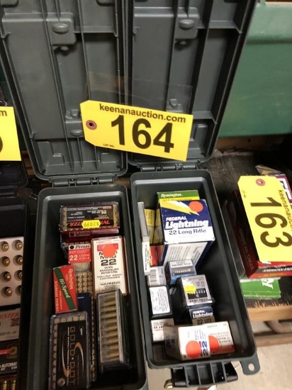 (2) AMMO BOXES W/ (21) BOXES 22LR & 22 MAG AMMO