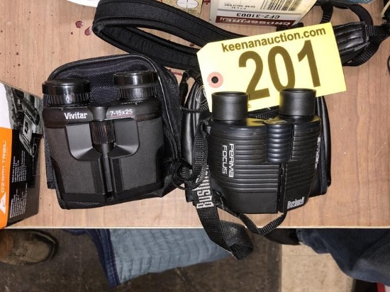 BUSHNELL PERMAFOCUS 8x25 & VIVATAR 7-15x25 COMPACT BINOCULARS