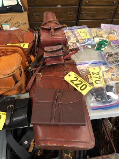 CUSTOM LEATHER RIFLE CASE, (2) SIDE BAGS & DIARY