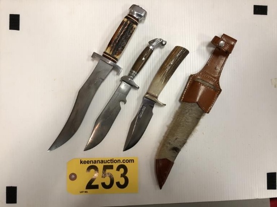 GERMAN SHEATH, SIBERIAN SKINNER BY K TRAGBAR SOLINGER, AXACA MEXICO & RANDALL MADE HUNTING KNIVES