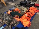 CAMO INSULATED SUIT, (16) PANTS/BIBS, (11) HATS, VESTS, HEAT-A-SEAT, (4) BAGS, (5) GLOVES