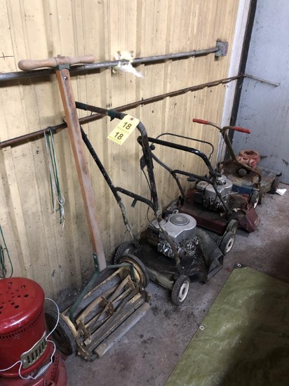 LOT OF (3) PUSH MOWERS AND REEL MOWER