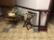 LOT: 5-TRAY STANDS, STOOL, TABLE