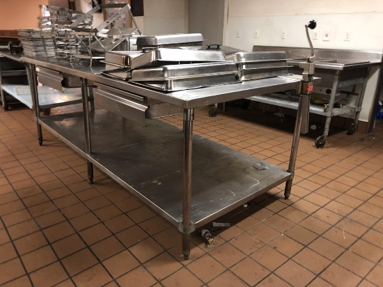 8' X 44" STAINLESS STEEL WORK TABLE