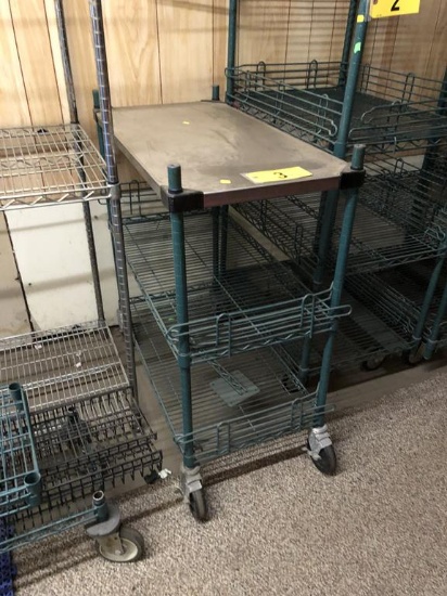 METRO WIRE SHELF & STAINLESS STEEL TOP CART, 36"x18"x40"H