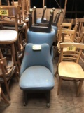 (6) ROLLING BLUE UPHOLSTERED CHAIRS