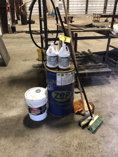 20-GALLON DRUM OF ZEP HD SOY DEGREASER & MISC.