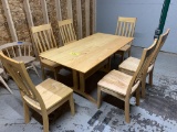 WORMY MAPLE TRESTLE TABLE W/ 6-SUMMIT CHAIRS