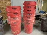 (11) RUBBERMAID BRUTE RED WASTE CANS