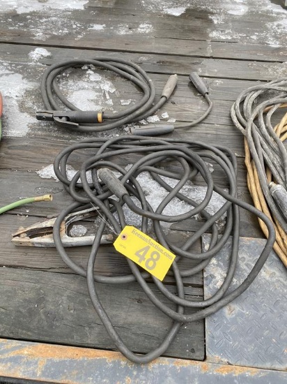 LOT OF 3 WELDING CABLES W/ ELECTRODE HOLDERS,  PIGTAIL CONNECTOR, BLACK